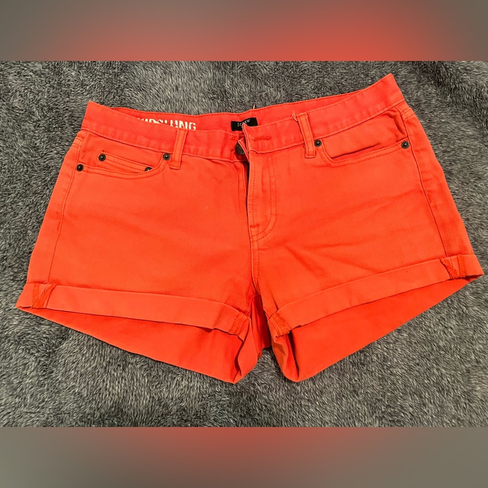 J Crew Mid-Rise Salmon Denim Shorts